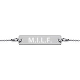 M.I.L.F. - Engraved Silver Bar Chain Bracelet - Unminced Words